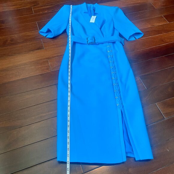 *NWT* Karen Millen Aqua Belted Lace Up "Forever" Midi Dress - Size 4 - Picture 11 of 16